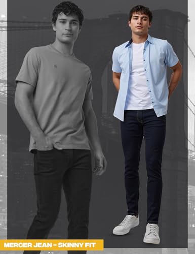 Image of DKNY Mercer Men's Skinny Jeans - Premium Stretch Denim Pants with Classic 5 Pocket Design | Skinny Fit Stretch Jeans for Men