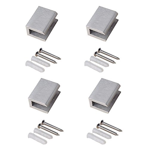Orhemus 304GC04 4Pcs Adjustable 304 Stainless Steel Glass Clip Clamp Shelf Holder Bracket Support 0.23"-0.35" thumb #4