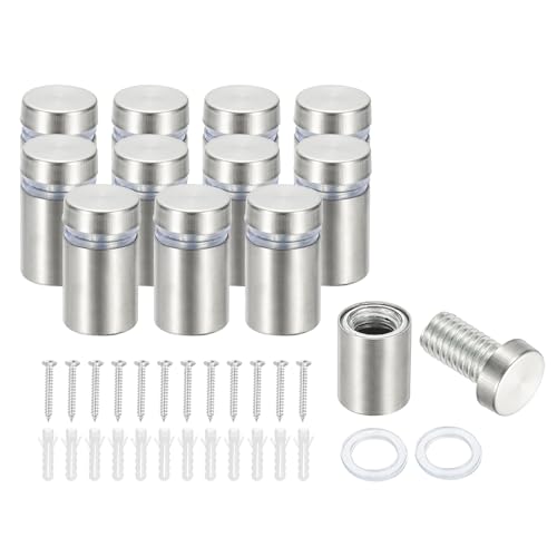 Image of PATIKIL 1 /2 inch x 0.8 inch Standoff Screws, 12 Pack Stainless Steel Wall Mount Sign Standoffs Mounting Hardware Advertising Nail for Hanging Acrylic Picture Frame, Silver