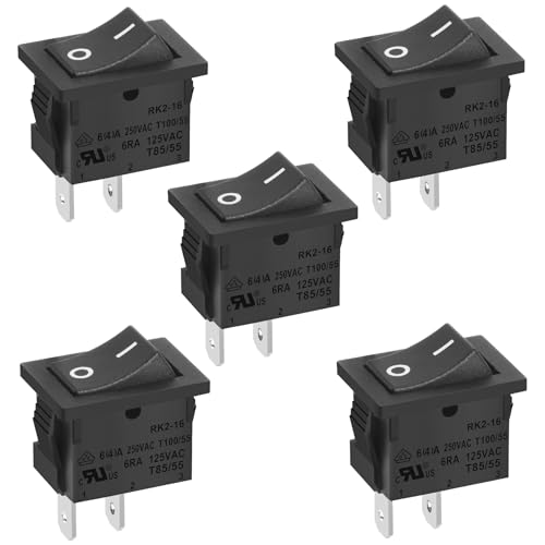 5 X Nero Off- (Su) Momentanea Rotondo Interruttore A Pulsante 12mm Spst