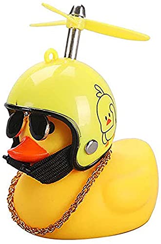 Qirc Canard jaune en caoutchouc pour décoration de tableau de bord avec casque d'hélice Cover