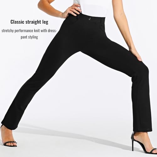 Willit 31" Women's Yoga Dress Pants Straight Leg Work Slacks Stretchy Office Casual Pants 4 Pockets Belt Loops Black M by Willit - Used condition - US$31.21