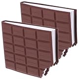 VILLCASE 2pcs Chocolate Shaped Notebook - Realistic Scented Memo Pad - Creative Reminder Notes for Office School Pocket-Sized Brown 4 x 3.5 inches