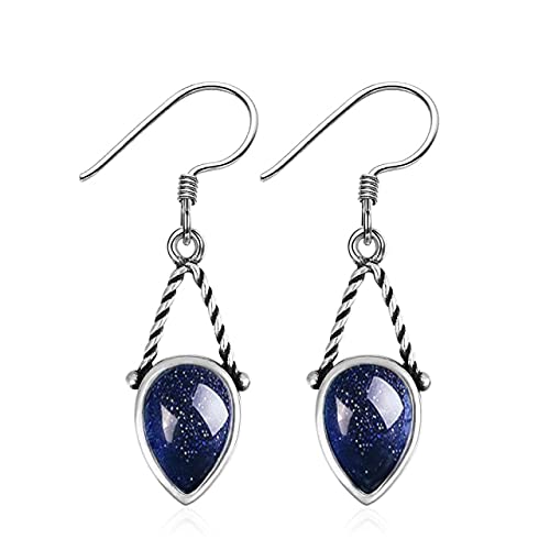 Boucles d'oreilles pendantes en argent 925 et pierre de lune de forme goutte d'eau
