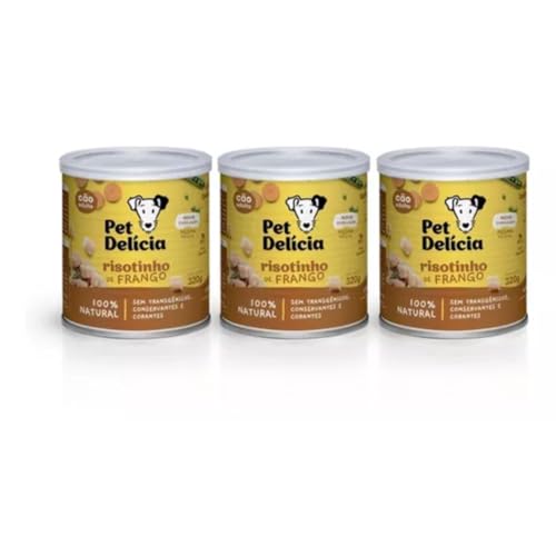 Kit 3 Ração Úmida Pet Delícia Cães Risotinho de Frango - 320g
