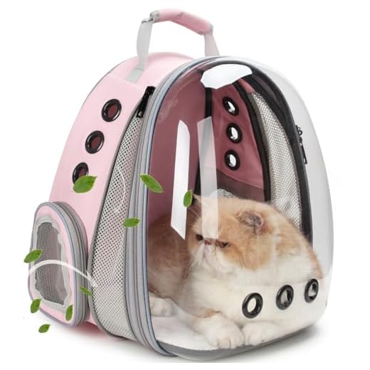 Lollimeow Pet Carrier Backpack, Bubble Backpack Carrier, Cats and Puppies,Airline-Approved, Designed for Travel, Hiking, Walking & Outdoor Use (Pink-Front Expandable)