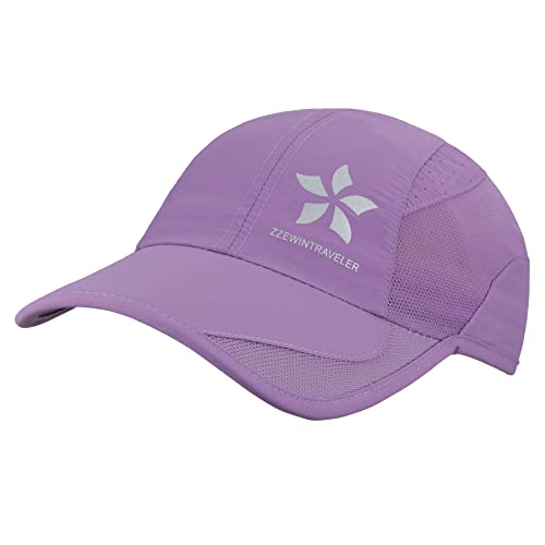 ZZEWINTRAVELER Quick Dry Cap Running Hats Lightweight Breathable Soft Adjustable Outdoor Sports Hat for Men, Women (Lilac, New)