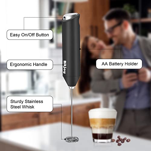 Milk Frother Electric Mixer Coffee - Battery Operated Whisk Handheld Drink Stirrer Mixing Wand - Mini Coffee Foam Blender Hand Held For Matcha, Latte, Cappuccino, Frappe, Chocolate (No-Stand) #TOP2