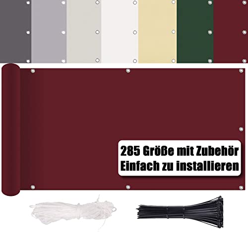 Protección visual para balcón, sin necesidad de taladrar, protección contra el viento y los rayos UV, 260 g/m², con accesorios de montaje, 100 % poliéster, revestimiento de balcón, revestimiento de