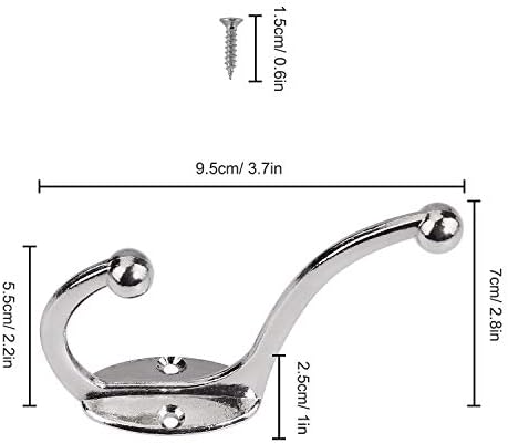 Coat Hook Wall Clothes Hooks Antique Vintage Hanger Heavy Duty Wall Mount Coat Rack for Door Bathroom Bedroom Kitchen 10 Pack Silver