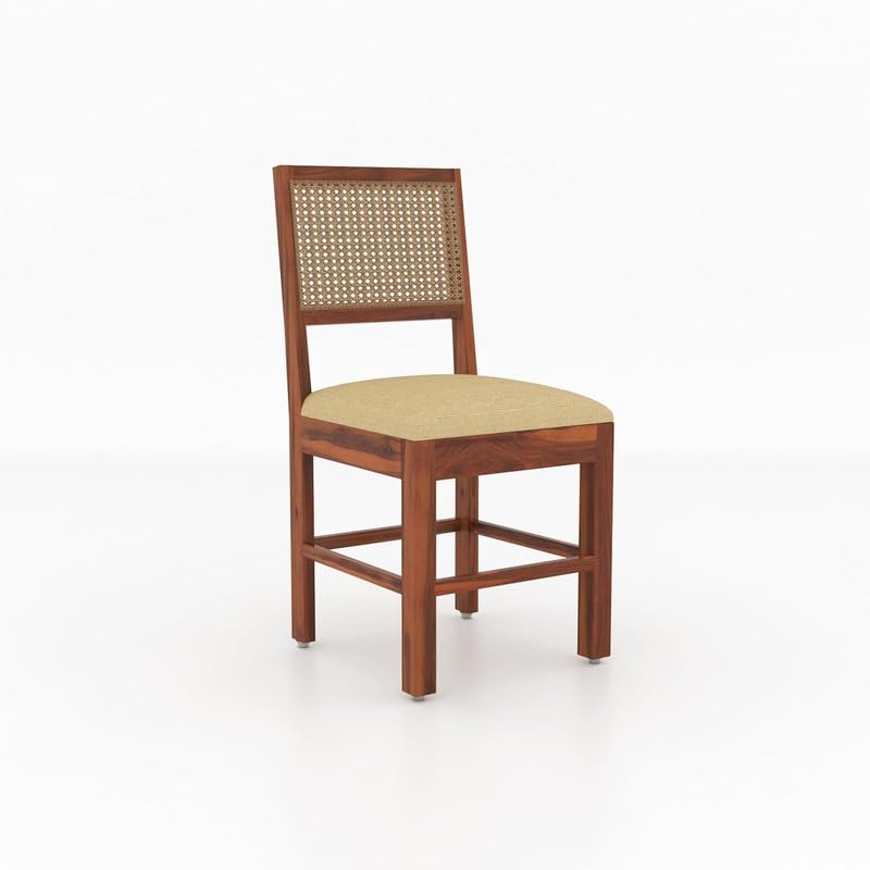 Image of Furniture Solid Sheesham Wood 4 Seater Dining Table Set with Cushioned Chairs | Wooden Four Seater Dinner Table Set for Living Room, Kitchen, Dining Area and Home (Honey Finish)