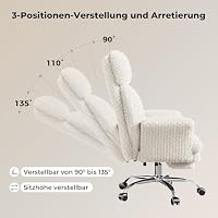 HOMRELEXA Bürostuhl mit Fußstütze, 135° für Home Office, Rosé-Samtweiß – Ansicht 8