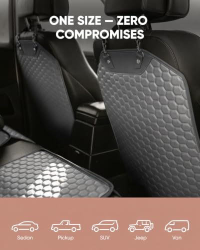 Image of Owleys Kick Mat Back Seat Protector - Car Back Seat Cover for Kids Feet - Waterproof & Sturdy Protector for Upholstery from Dirt, Mud, Scratches and Stain (Gray Set)