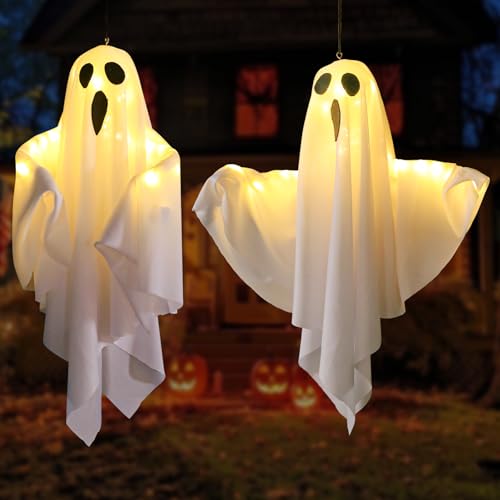 Lifnatty Hanging Ghosts Halloween Decorations Outdoor & Indoor, Light Up