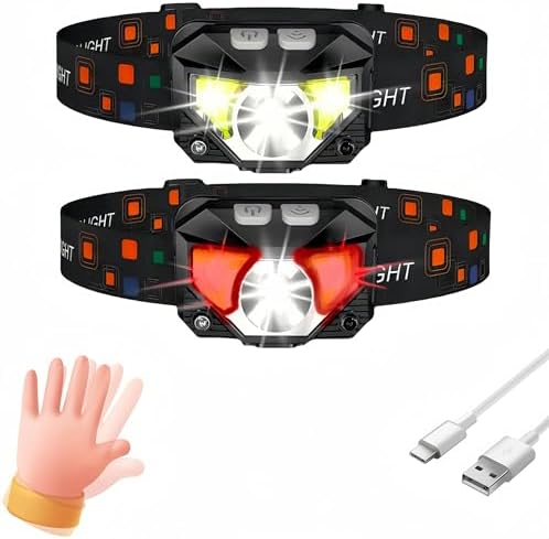Headlamp,2-Pack Rechargeable,Superlight Flashlight,1200 Lumen Ult...