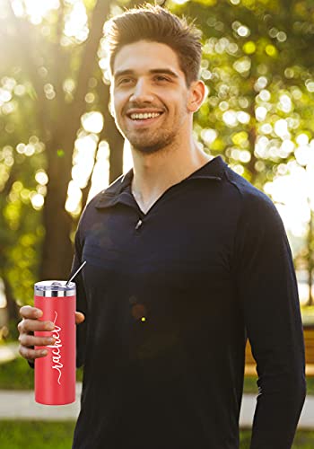 Stuhrling Bottle Stainless Steel Tumbler With Straw And Lid 20Oz Personalized Tumbler Insulated Coffee Mug Tumbler Double Wall Vacuum Skinny Travel Mug (True Red) #TOP5