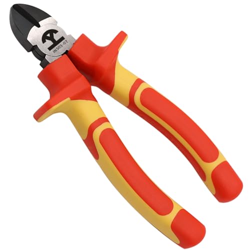 WEDO Alicates de corte diagonal aislados de 6 pulgadas, VDE 1000 V, alicates de inyección con cuerpo de acero al cromo vanadio y asas antideslizantes de doble material, dureza de mandíbula HRC58-63