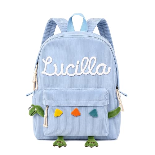 lorajewel Sac A Dos Enfant Personnalise Avec Prenom Brode Sac A Dos Maternelle Velours Cotele Sac A Dos Enfant Leger Cartable Creche Ecole Pour Fille Garcon Cadeau Voyage (Bleu)