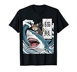 Cat and Shark Funny Art shirt Cat Eating Shark Fun