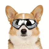 NAMSAN Dog Goggles Small to Medium Breed, Anti-UV Sunglasses for Dogs Medium Breeds, Windproof Driving Dog Eye Protection, Puppy Glasses with Elastic Straps, Adjustable, Black