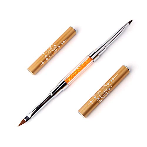 WOKOTO Yellow 2 Way Nail Brushes For 2# Liner Brush And 2# Carving Brush For Manicure 3D Nail art Brush Tools With Acrylic Handle
