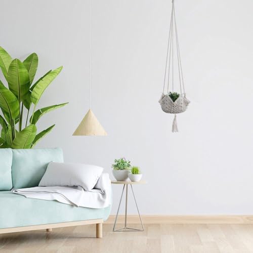 Cintre de plante en macramé : panier de fleur suspendu tissé main durable - 7