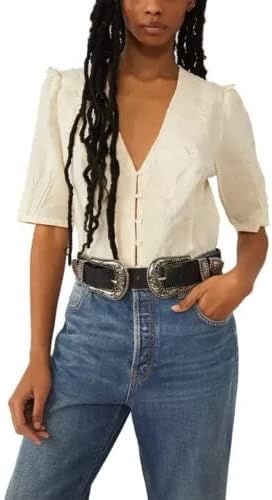 Free People Laurie Embroidered Blouse XSmall Bones