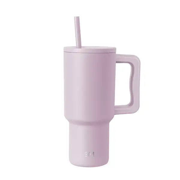 Simple Modern 30 oz Trek Tumbler with Handle and Straw Lid | Cup Holder Friendly Insulated Stainless Steel Travel Mug | Lavender Mist 1