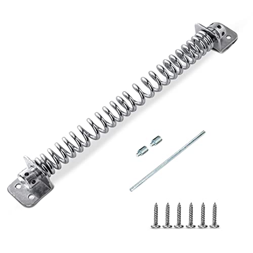 Gate Spring Closure for Wooden Gate | 8” Adjustable Metal Spring Automatic Door Closer with Zinc Plated, Ideal for Outdoor Usage Door Closer Spring Fittings Included