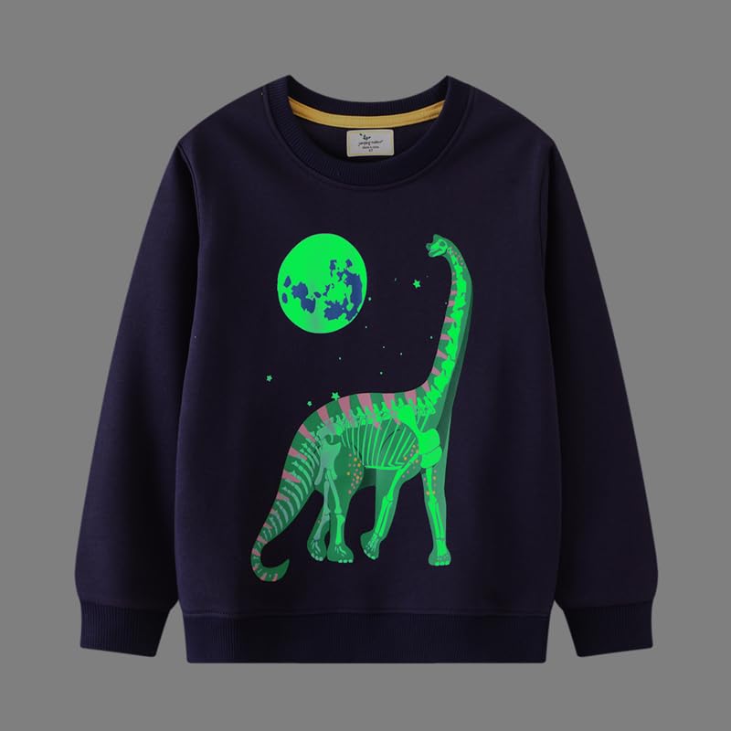 Image of Akyzic Boys Sweatshirts Cotton Long Sleeve Crewneck Pullover Toddler Kids Winter Warm Shirt Sweater Tops 3t-8t