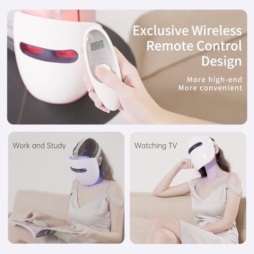 HIME SAMA Led Face Light Therapy Mask, Red Light Therapy Mask, Infrared & Blue Light Therapy Mask for Wrinkle Reduction, Wireless & Silicone Eye Pad Design, Miracle STAR (RB-010)