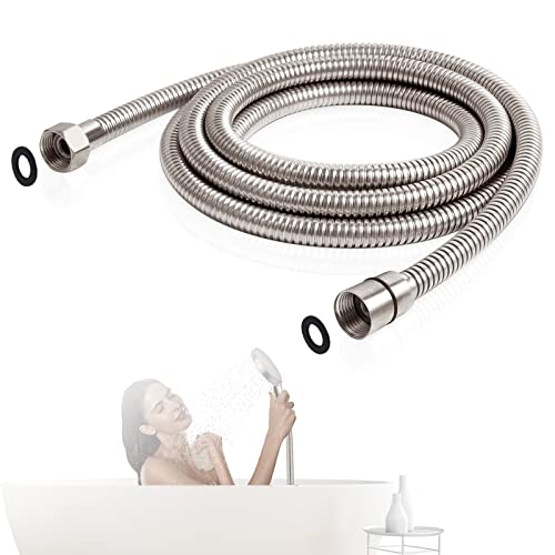 All Metal Shower Hose For Handheld Shower Heads, Brushed Nickel Extra Long 71 Inch Stainless Steel, Universal Replacement Part For Hand Held Showerhead Hoses