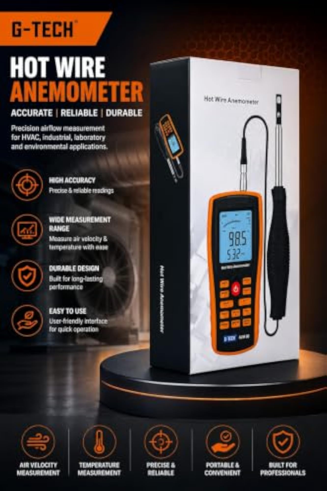 AVM-08 Hot Wire Anemometer with USB for Air Velocity Measurement