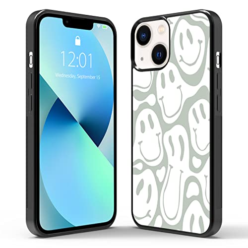 Odhtst Liquid Smiley Iphone 13 Case - Shockproof Protective Designer Cute Cool Cover Cartoon Art Aesthetic Phone Case For Women Girls Child Men Phone 13 Case For Sage Green #TOP19