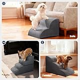 Mora Pets Hundetreppe, Haustiertreppe für Bett und Sofa Hunde Treppe 4 Stufen & teilbar (1 Treppe = 2 Lösungen) rutschfeste, waschbarer Bezug, Hunderampe aus Schwamm