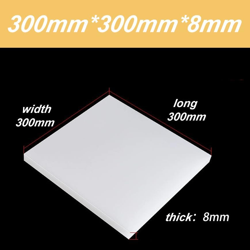 White PA6 Nylon Flat Board 300mm x 300mm, 5-8mm Thick, Molded Sheet for Mechanical Projects, Cutting, Machining and Custom Applications,8mm 1pc