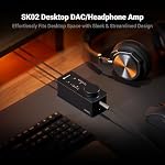 Fosi Audio SK02 DAC Amp Desktop Amplifier USB C to AUX Digital to Analog Audio Converter Adapter Preamp Optical to 3.5mm 4.4mm Balanced Combo for Home Audio System