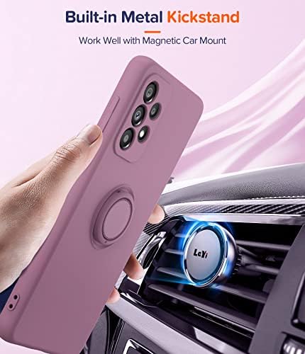 LeYi for Samsung Galaxy A33 5G Case and 2x Screen Protectors, Heavy Duty Protection Shockproof Cover with Built-in Ring Holder,Silicone Lightweight Protective Phone Case for A33 5G Purple
