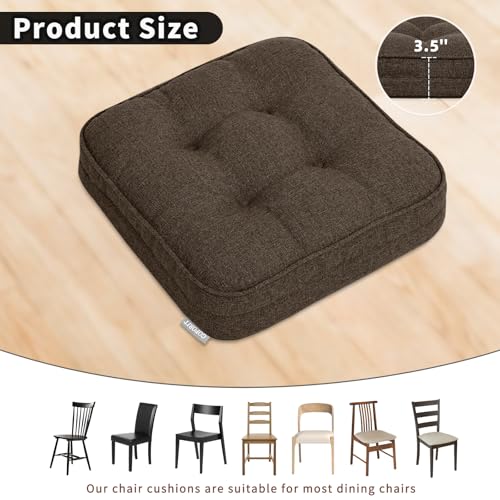 GOFORIT Chair Cushions Set of 4,Tufted Shredded Memory Foam Chair Pads, Non-Slip Seat Cushions with Removable Cover, 4 Pack,Brown by GOFORIT - Used condition - Image 4