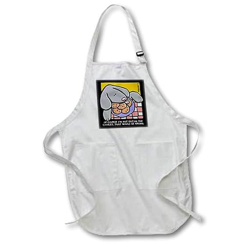 3dRose apr_36684_4 Licking Cookies, Cartoon Dogs, Dogs, Dog, Funny Dogs-Full Length Apron with Pockets, 22 by 30-Inch, Black