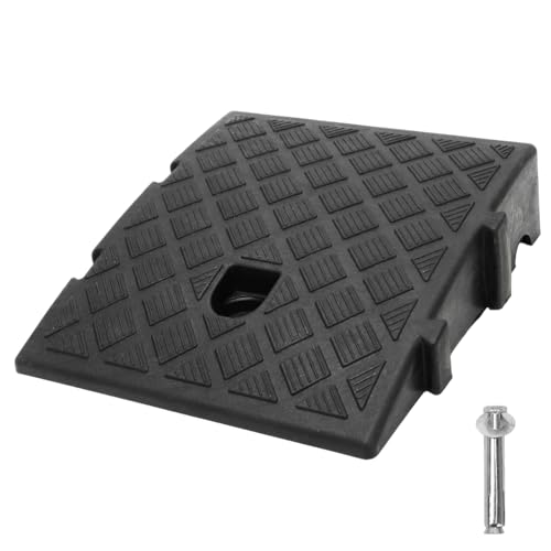 Tutamaz - Rampe de trottoir, portable, antidérapante, en plastique - Rampe de seuil portable pour allée, trottoir, moto, scooter, voiture - Avec 2 boulons d'extension (noir)