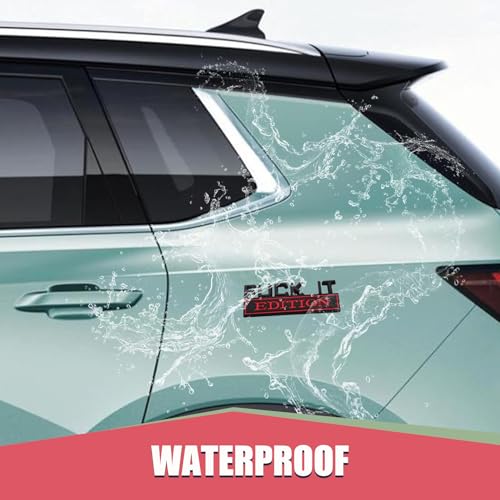 Image of 1 PC Car Fender Badge, 1.18 inch x 3.14 inch Fuck IT Edition Hood Trunk Door Alloy Decorative Car Emblem, Fashionable Personalized Body Decoration Accessories, for Most Models (Black & Red)