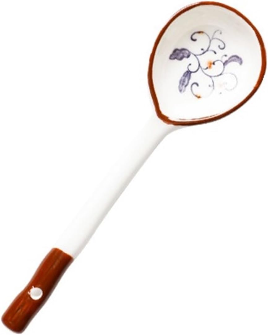 Soup Spoon Japanese Ceramic Household Tableware Long Handle Rice Drinking, 1pcs Ice Cream Scoop(C)