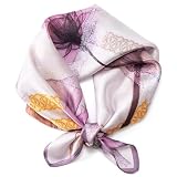Sciarpa in 100% seta di gelso da donna, piccola sciarpa quadrata in raso per collo, testa, capelli, borsa, 53,3 x 53,3 cm, Modello69, 21"*21"