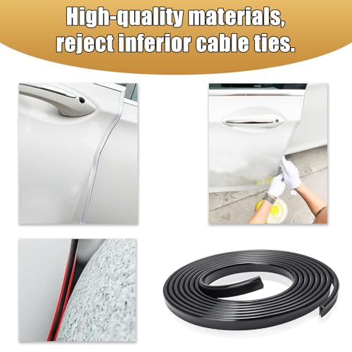Downhill 16Ft Car Door Edge Guard Plate, PVC Sealed U-shaped Door Protection Strip, Bendable Door Edge Protector External Accessory, Suitable for Most Cars, Sedans and SUVs (Black)