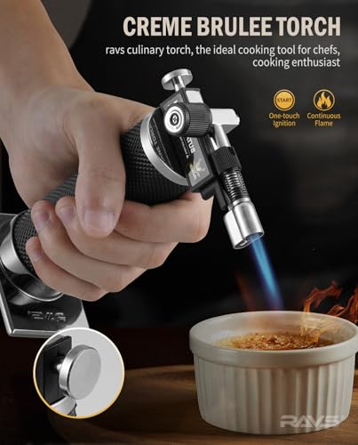 RAVS Butane Torch Lighter, DUAL Flame Mode Kitchen Torch, Refillable Cooking Torch Gun, Creme Brulee Torch Lighter, Blow Torch for Cooking, Welding, Mini Torch Soldering Torch, Butane is Not Included - Image 3