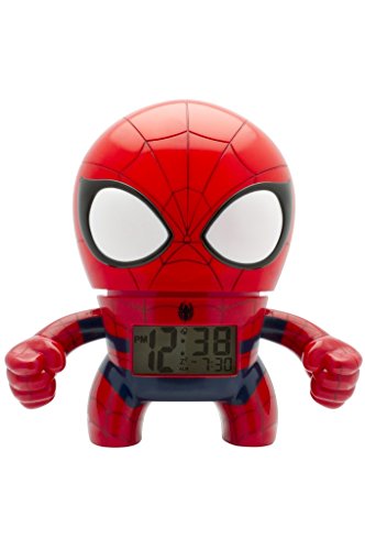 BulbBotz Marvel Spider Man Kids Light Up Alarm Clock | red/blue | plastic | 7.5 inches tall | LCD display | boy girl | official