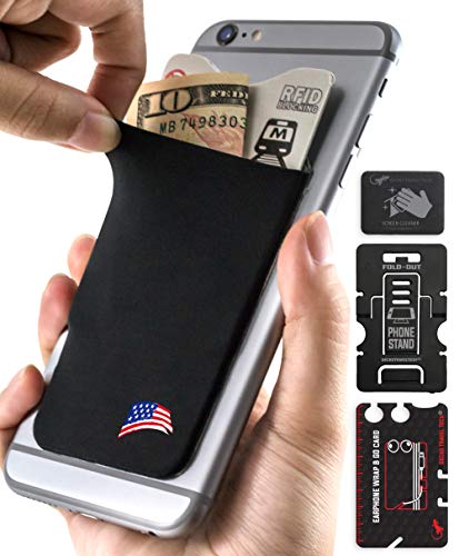 Gecko Travel Tech USA Flag Phone Wallet - 'Merica Card Holder - United States Phone Card Holder Stick on - US Cell Phone Card Holder - USA-Brush