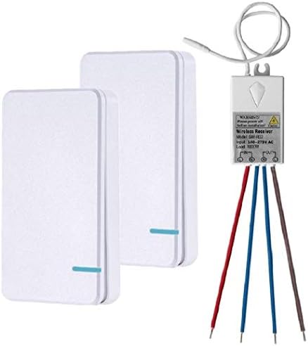 Thinkbee 2 Way MINI Wireless Light Switch Kit, No Wiring Easy Install Quick Create or Relocate On/Off Switch for In-/Outdoor Lamp up to 1000W, Portable Waterproof Switch Remote Control Up to 1300 ft,B