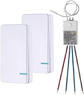 Thinkbee 2 Way MINI Wireless Light Switch Kit, No Wiring Easy Install Quick Create or Relocate On/Off Switch for In-/Outdoor Lamp up to 1000W, Portable Waterproof Switch Remote Control Up to 1300 ft,B